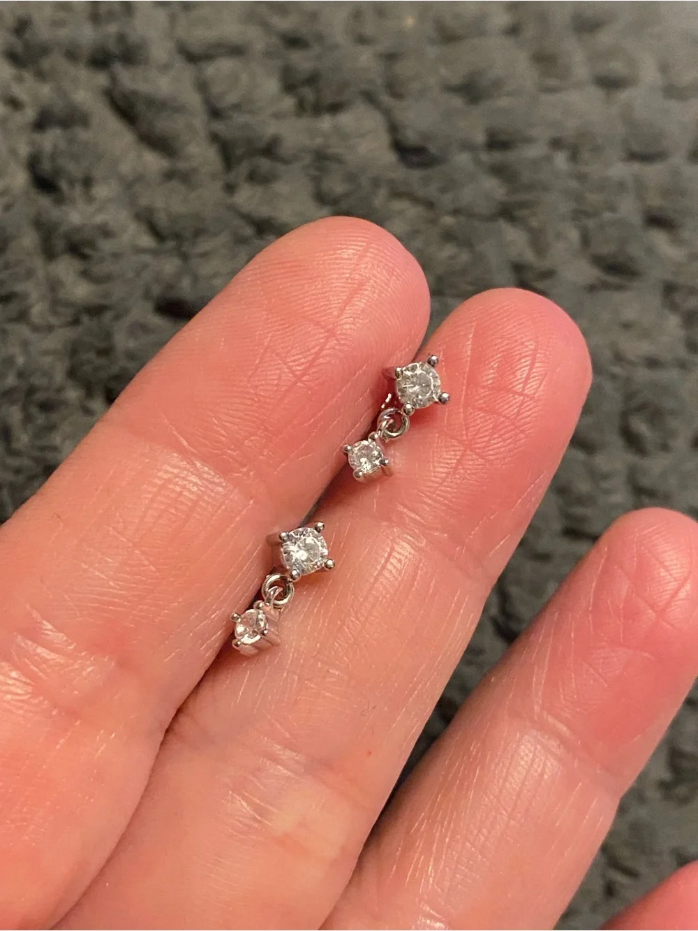 Silver Cubic Zirconia Drop Earrings - White